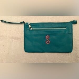 Initial letter teal purse